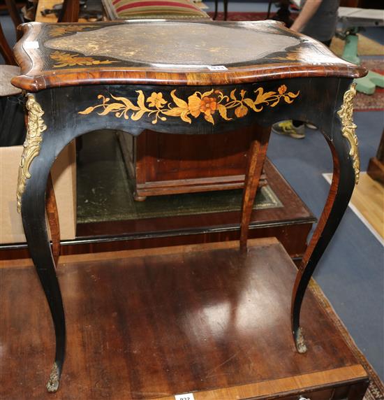 A 19th century Louis XV style marquetry writing table W.95cm